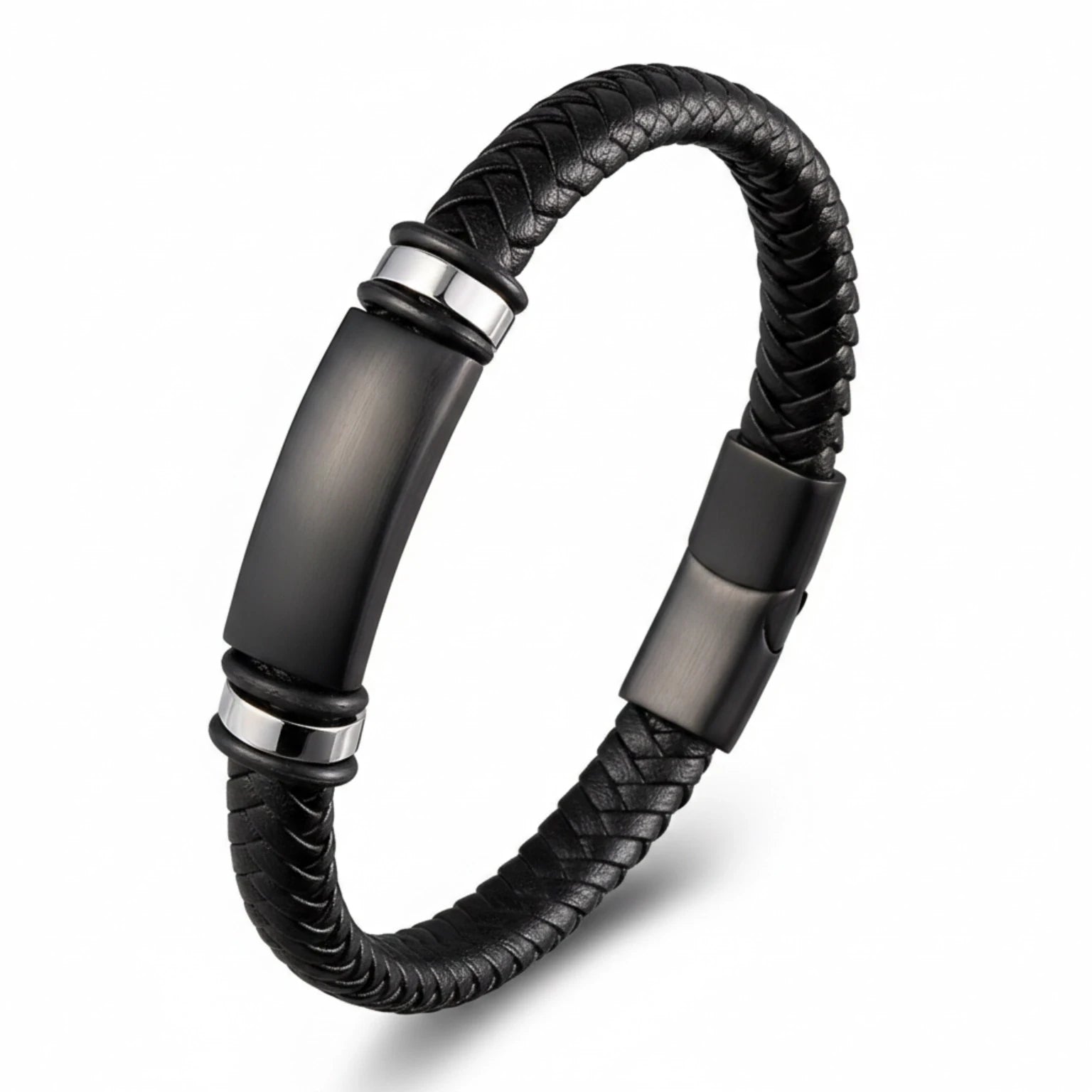 Pulseira de Couro Masculino Life Silver em couro legítimo, design elegante e acabamento premium para homens sofisticados