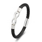 Pulseira de Couro Minimalista Life Infinito em couro legítimo, design elegante com símbolo do infinito e acabamento premium