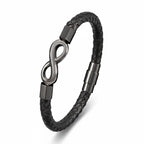Pulseira de Couro Minimalista Life Infinito em couro legítimo, design elegante com símbolo do infinito e acabamento premium