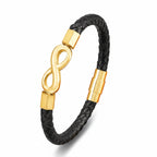 Pulseira de Couro Minimalista Life Infinito em couro legítimo, design elegante com símbolo do infinito e acabamento premium