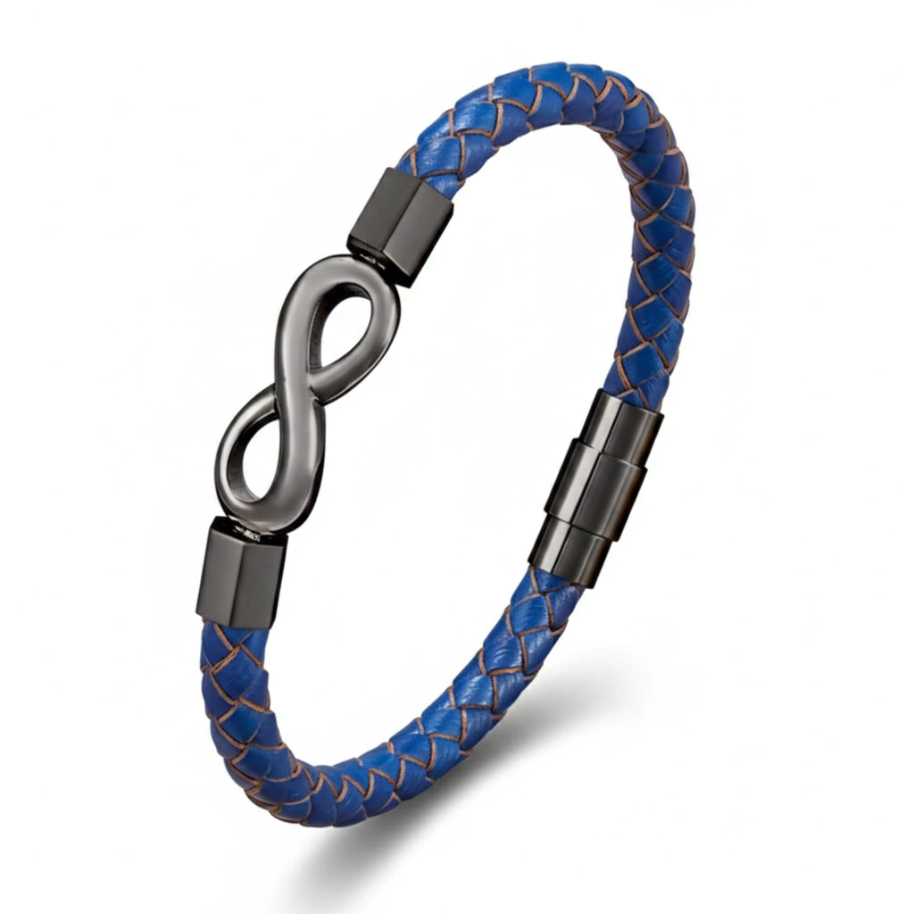 Pulseira de Couro Minimalista Life Infinito em couro legítimo, design elegante com símbolo do infinito e acabamento premium