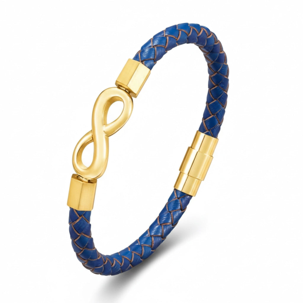 Pulseira de Couro Minimalista Life Infinito em couro legítimo, design elegante com símbolo do infinito e acabamento premium
