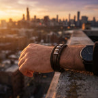 Pulseira masculina de couro Life Elegance, acessório premium em couro legítimo com estilo sofisticado e acabamento de alta qualidade