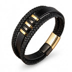 Pulseira Masculina Couro Life Elegance em couro legítimo, design sofisticado, acabamento premium e estilo elegante para homens