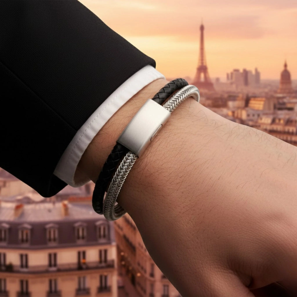 Pulseira masculina de couro Life Lorenzo, acessório premium para homens que valorizam elegância e qualidade.