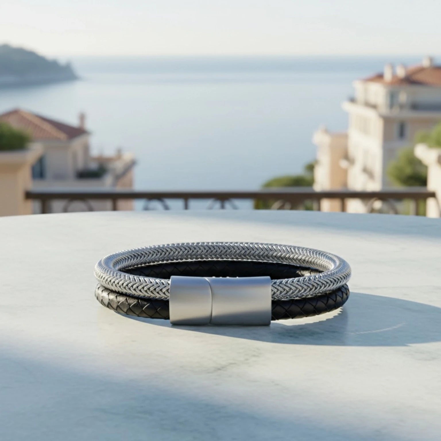 Pulseira Masculina Couro Life Lorenzo em couro legítimo, design sofisticado e acabamento premium para um visual elegante.