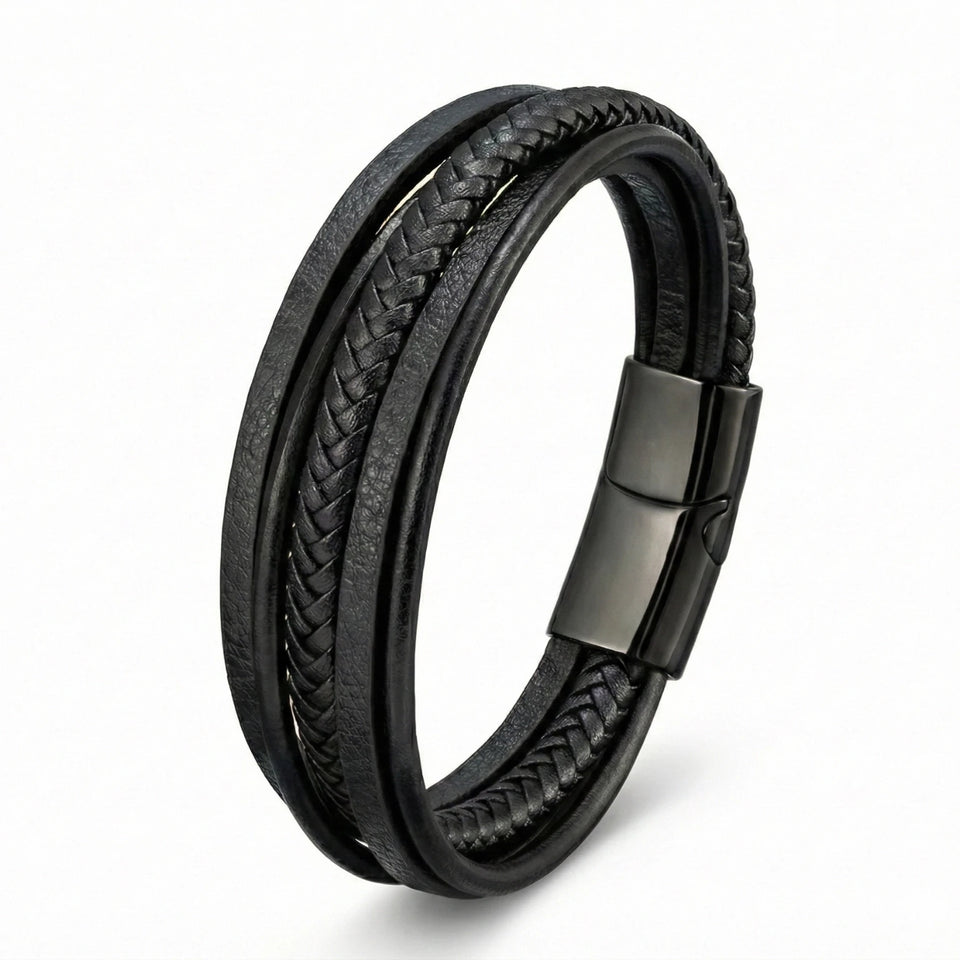Pulseira Masculina de Couro Life Trançada em couro legítimo, design elegante e acabamento premium para homens de estilo.