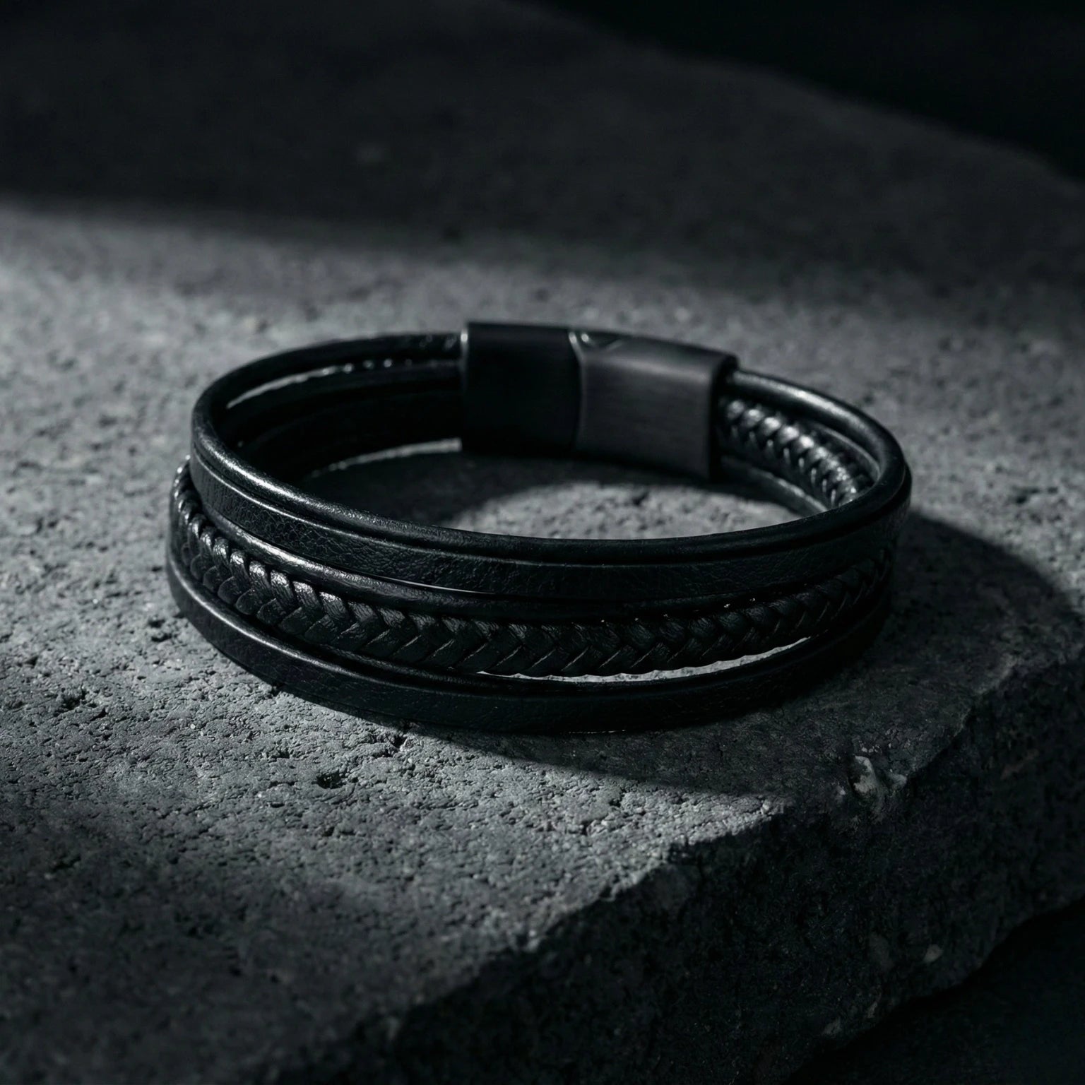 Pulseira Masculina de Couro Life Trançada em couro legítimo, design elegante e acabamento premium para homens de estilo.