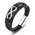 Pulseira Masculina em Couro Life Infinito em couro legítimo, design sofisticado com símbolo do infinito e acabamento premium