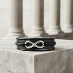 Pulseira masculina de couro Life Infinito, acessório premium em couro legítimo com design exclusivo e símbolo do infinito