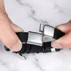 Pulseira masculina de couro Life em couro com aço, acessório premium em couro legítimo com estilo elegante e detalhes em aço inoxidável