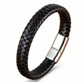 Pulseira Life em Couro Preto-Prata