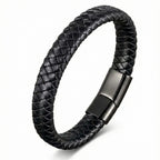 Pulseira Masculina Life em Couro com Aço, pulseira de couro masculina em couro legítimo com detalhes em aço inoxidável e acabamento premium