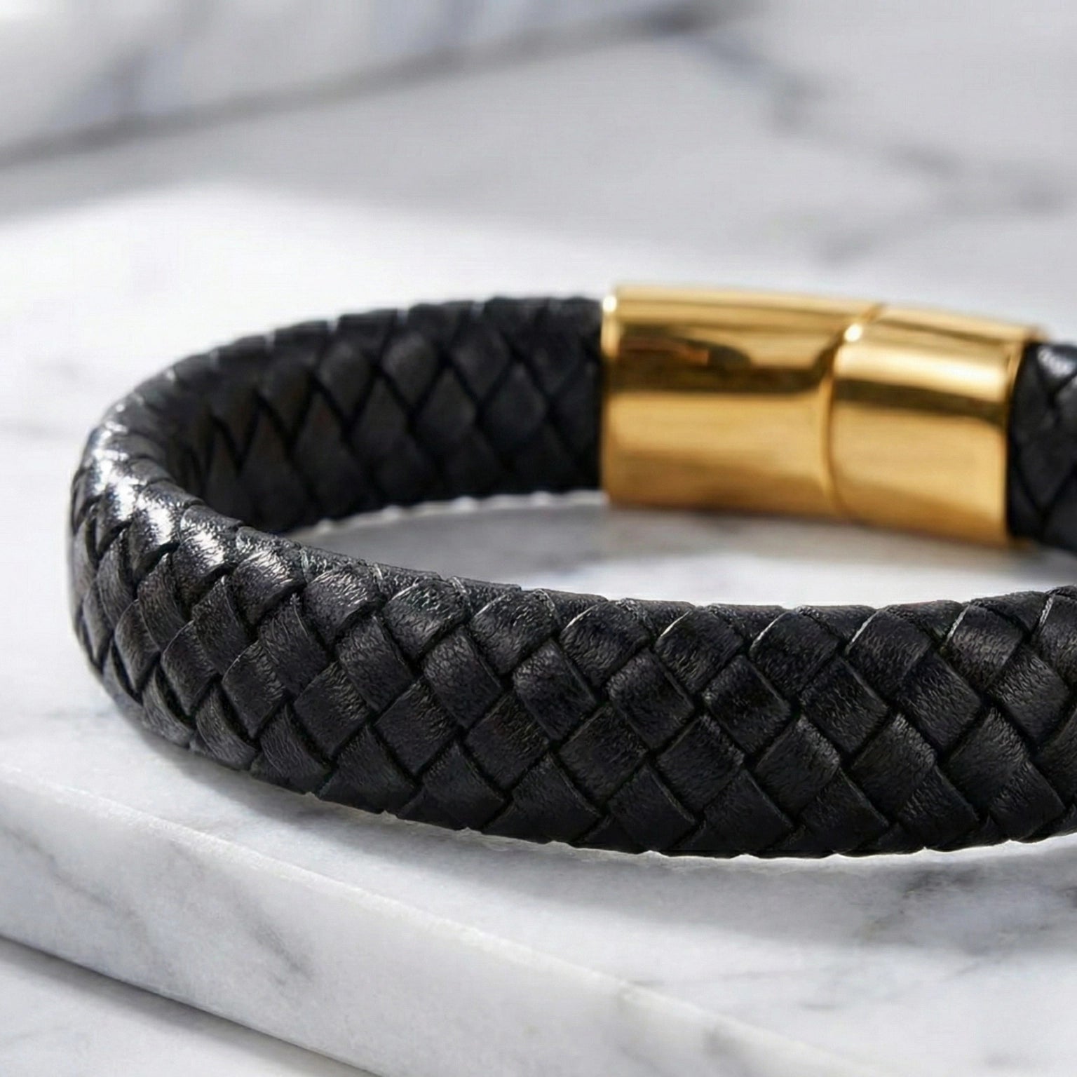 Pulseira masculina de couro Life em couro com aço, acessório premium em couro legítimo com estilo elegante e detalhes em aço inoxidável