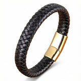 Pulseira Life em Couro Preto-Gold
