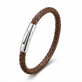 Pulseira Life em Couro Marrom-Prata