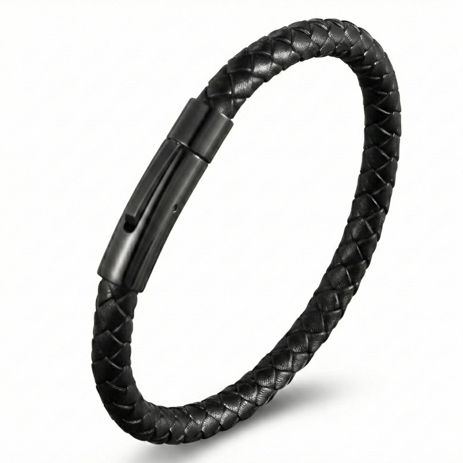 Pulseira Masculina Life em Couro Preto com Aço, pulseira de couro masculina em couro legítimo com detalhes em aço inoxidável e acabamento premium
