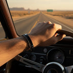 Pulseira de couro para homem Life em couro preto com aço inoxidável, design sofisticado e alta durabilidade
