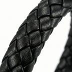 Pulseira masculina de couro Life em couro preto com aço, acessório em couro legítimo com acabamento de alta qualidade e visual elegante